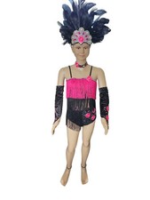 2 Piece Black & Pink Freestyle Dance Costume Suit Age 10 11 Years 