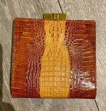 Crocodile Skin Vintage Wallet, Brown, Genuine Leather, Rare,Immaculate Condition