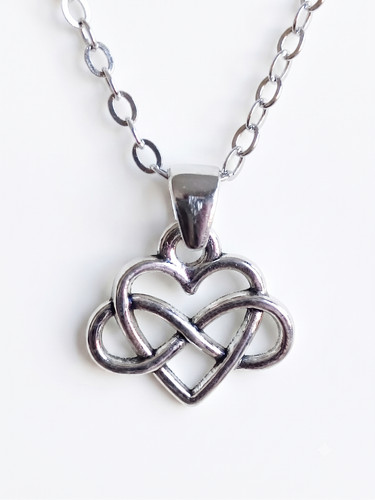 Silver heart infinity necklace - heart,