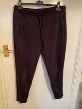 Zara Men's Maroon Slim Joggers Pants Size 36W, 26L- Zip Pockets, Tapered Leg