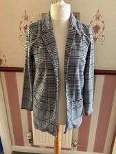 H&M Black & White Check Edge To Edge Jacket Size S New