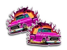 57' Chevy Pickup Pink Classic Vinyl DECALS Wall Stickers C35507 2 Pack