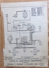 Original LUCAS Morgan 3-Wheeler 4 Cylinder Wiring Diagram 1946-47 W72221