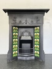 Original Restored Antique Cast Iron Art Nouveau Edwardian Tiled Fireplace AF213