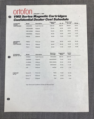 Ortofon vms cartridges dealer - vms,
