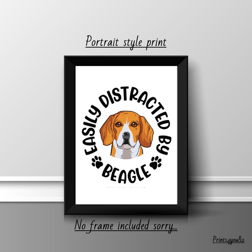 Beagle quote print poster - a4,