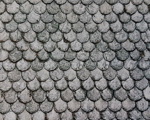 Slate shingles rounded grey