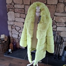 River Island Supersoft Faux Fur Lime Coat Size S BNWT RRP £100