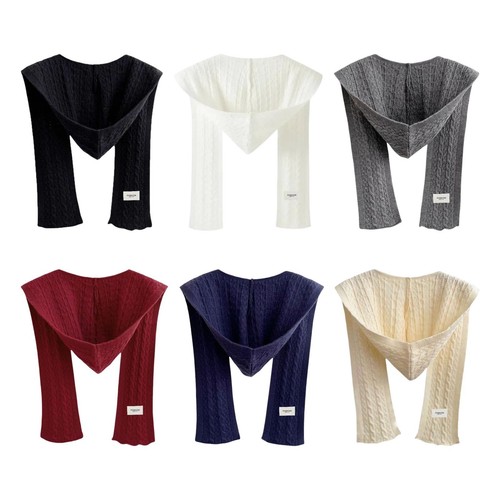 Knitted hooded scarf winter - scarf,