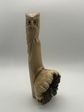 Vintage Owl Wood Standing Hand Carved Figurine Sculpture Branch