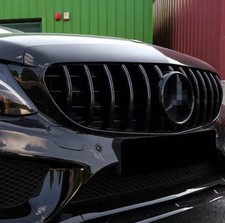FOR MERCEDES C CLASS W205 C205 C200 C220 GT STYLE GRILLE GLOSS BLACK