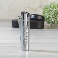 Personalised Free Engraving Metal Clipper Lighter Silver Gift Mens Dad Son Uncle