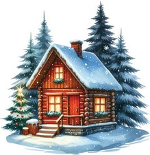 Christmas Winter Cabin Wall