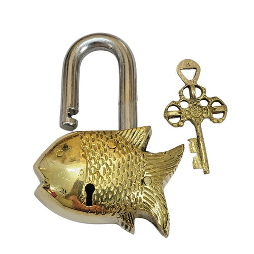 Antique padlock brass hand - padlock,
