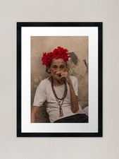 Old lady smoking cuban cigar
