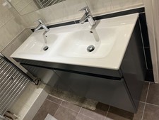 bathroom vanity unit (lava grey) with double sink