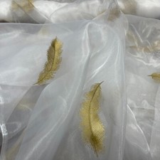 Gold Leaf Organza Net Curtains Draping Dress Window Backdrop Decor 60” IVORY