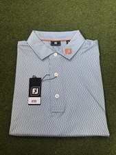 FootJoy Golf shirt EU Wiggle Print Lisle Blue / White/ Pistachio 34002 - Size XL