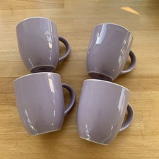 Set of 4 x M&S Stoneware Large Coffee Tea Cup Mug Pastel Lavender Lilac 300ml