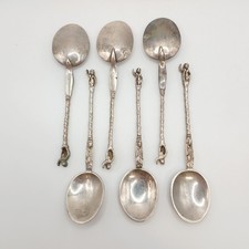 Silver Apostle Spoons x 6 Dutch Various Symbols Possibly Pseudo 64g -CP