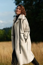 Emma Willis for Next Women's Shearling Boucle Long Coat Sz 8 10 Machine Washable