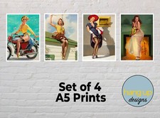 Set of 4 Vintage Pin Up Girl