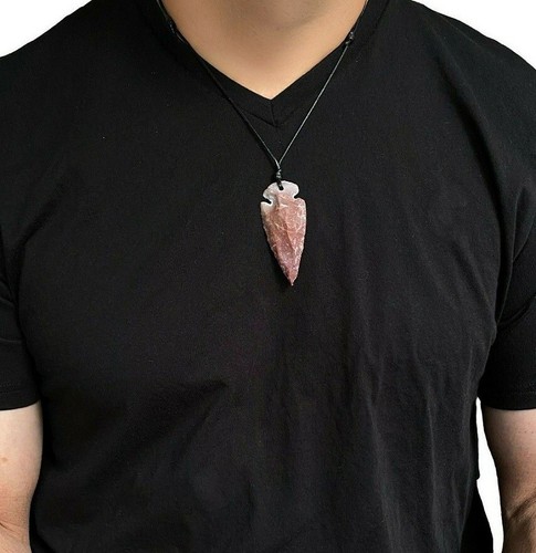 Agate stone arrowhead necklace - agate,