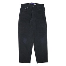 LEVI'S Mens Black Relaxed Baggy Denim Raw W35 L35 Zip Closure Casual Jeans