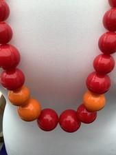 CHUNKY STATEMENT NECKLACE RED& ORANGE GRADUATED BOLD VGC reduced
