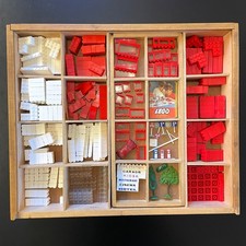 LEGO 700K  Set 95% Complete Wooden Trayed Box + Town Plan 200 Board Vintage 1960