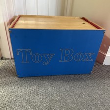 wooden ottoman storage blanket box - red/blue  toy box kids room home decor