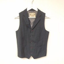 Men's Spital Fields Clothing Blue Spotted Polyester/Viscose Waistcoat - 38R