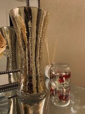 Large Stunning Silver Cracked Luxury Flower Vase Wedding Table Centerpiece 30Cm