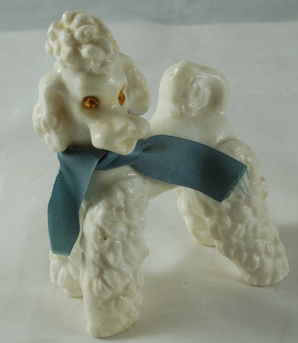 Retro white poodle ornament - retro,