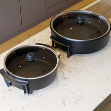 4/8L Large Electric Frying Pan with Glass Lid Multi-Function Healthy Cooker Pot