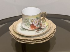Antique French Limoges cup saucer & 3 plates