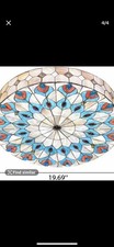 Tiffany Style Flush Mount Ceiling Light Stained Glass Lamp Shade Light Fixtures