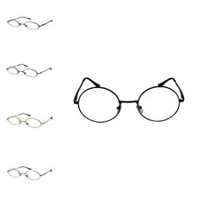 Unisex Oval Round Vintage Geek Nerd Clear Lens Glasses Metal Frame Retro Style 
