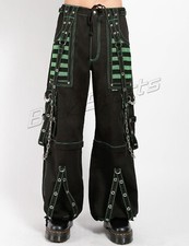 Men's Gothic Cyber Chain Pants Black & Green Bondage Rave Trousers Handmade Pant