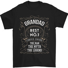 Fathers Day No 1 Grandad Man Myth Legend Mens T-Shirt 100% Cotton