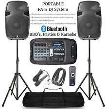 Portable DJ/PA Speaker System MP3 Bluetooth Amplifier & Mixer Stands & Remote