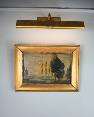 Antique dark landscape oil - landscape,