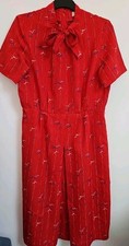 Vintage 80s Berkertex Day Dress Midi Modest Size 14