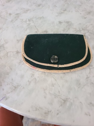 Antique green felt pouch - green,