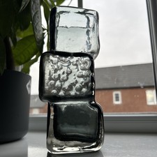 Whitefriars Glass Drunken Bricklayer vase by Geoffrey Baxter, Pewter