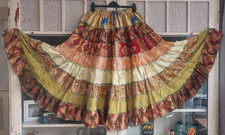 TIERED multi print GYPSY BELLY DANCE SKIRT*TRIBAL PATCHWORK STYLE Free sze