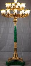 Stunning, Antique, 7ft Tall, Pair, Malachite And Bronze, Standing Lamps