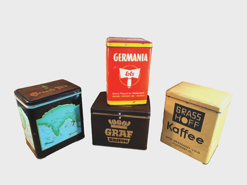 Antique lot tin cans grasshoff - antique,