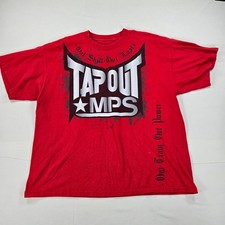 Y2K Tapout MPS MMA UFC Graphic Print Red Short Sleeve Shirt Men's Size XXL