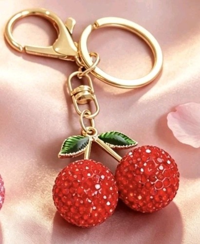 Rhinestone cherry keyring - rhinestone, —